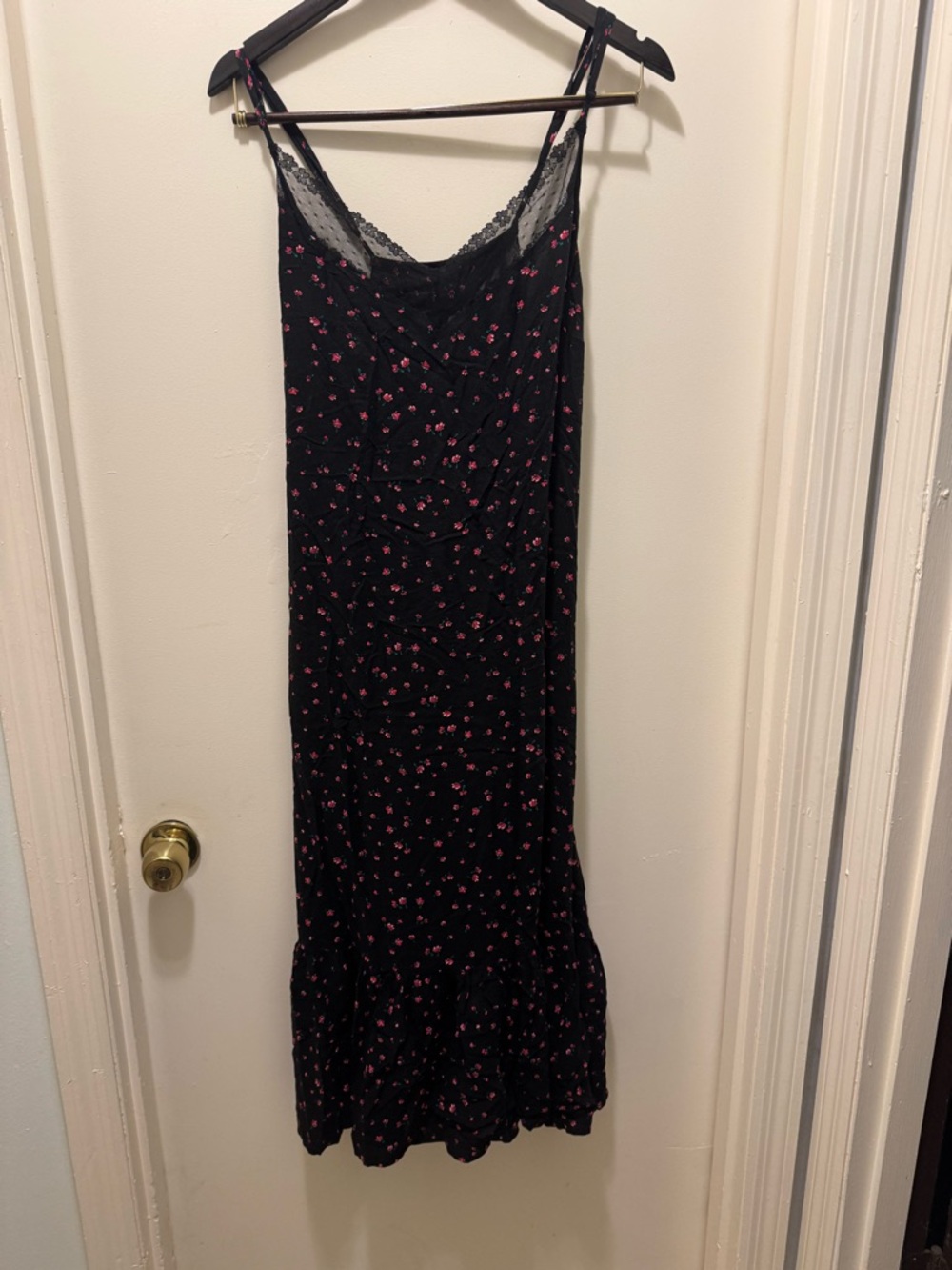 SLEEP by Cacique Black Floral Sleep Dress with Rose Print
